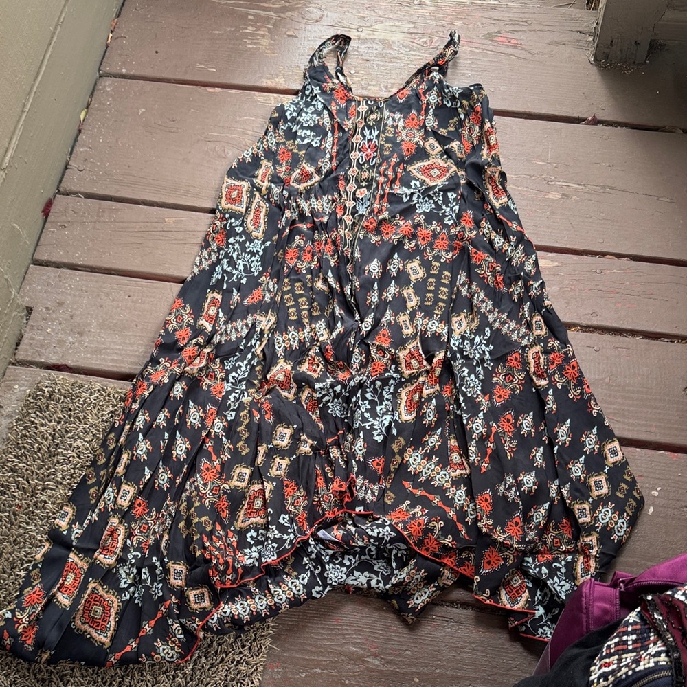 Floral Black and Red Women's Dress